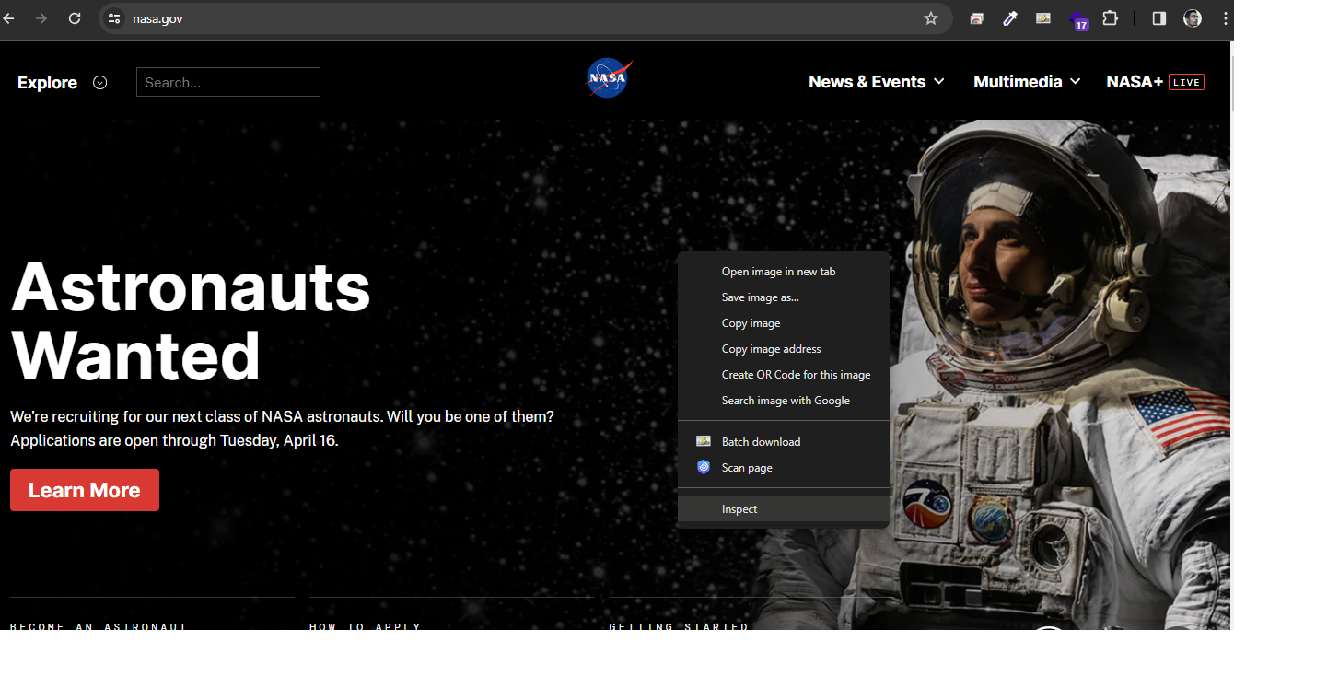 Hack nasa with HTML meme using inspect element