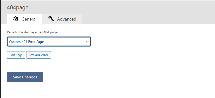Custom 404 page and Save changes