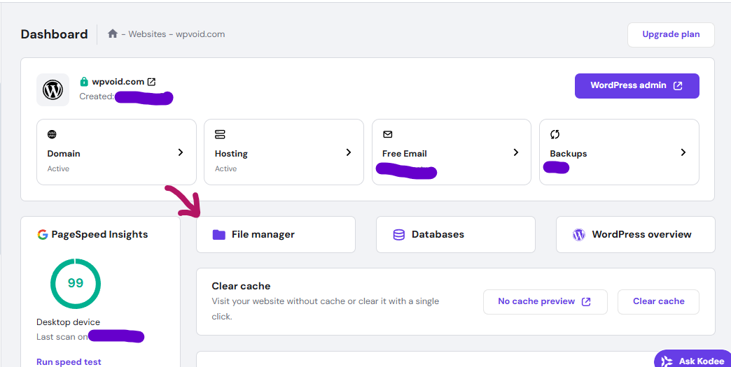 Hostinger Dashboard to add 404 page wordpress