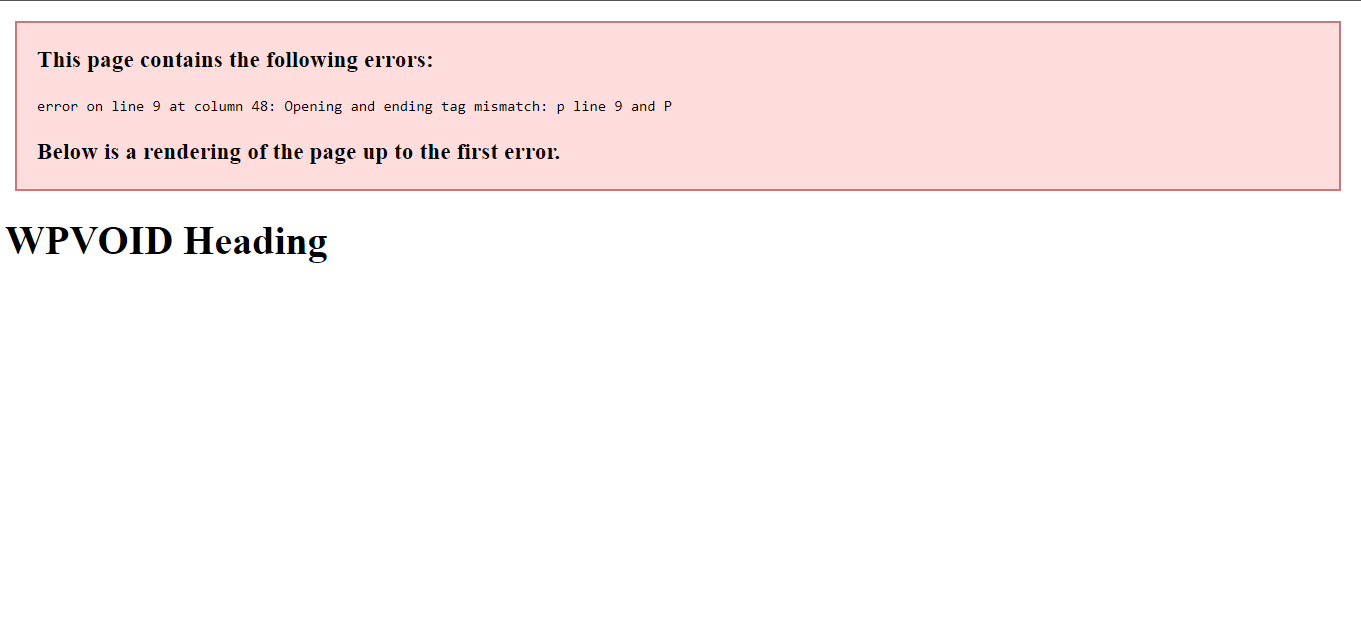 Error in XHTML code and its output