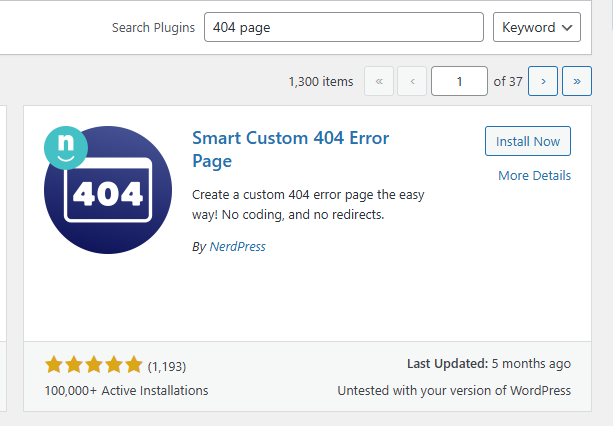 Smart custom plugin to create a 404 page wordpress