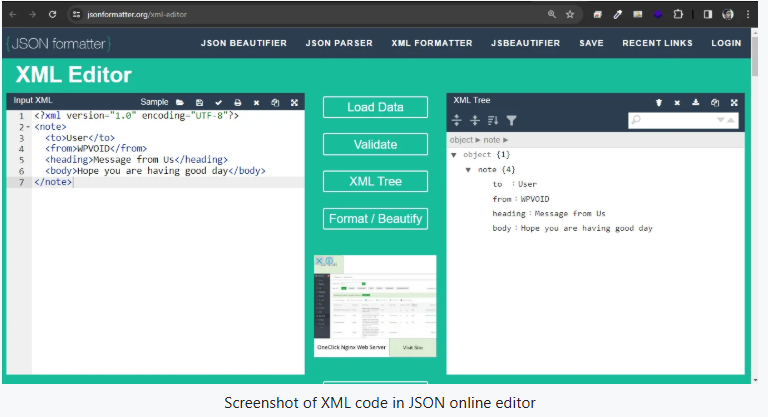 JSON online editor to edit XML code