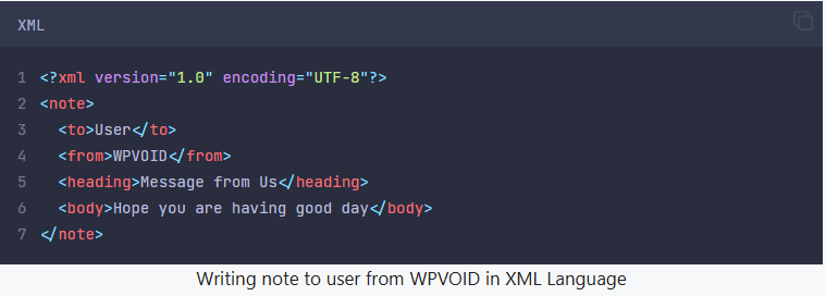 WPVOID is sending messages using XML language